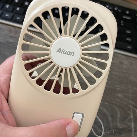 Handheld Mini Fan Small Personal Portable Speed Adjustable USBRechargeable Beige - Picture 2 of 8